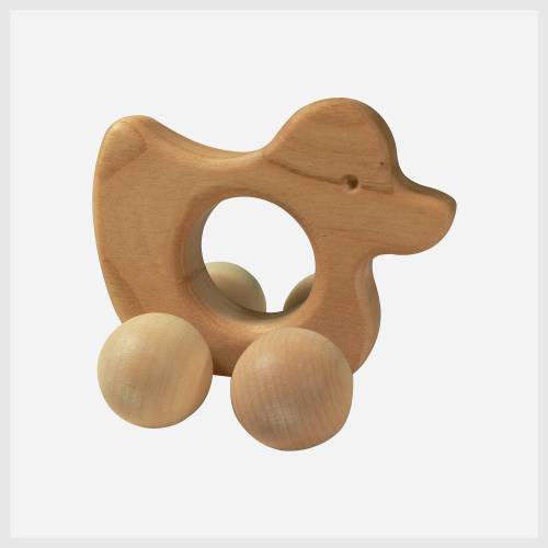 Greifling Ente aus Holz – Handgefertigtes Babyspielzeug aus Deutschland
