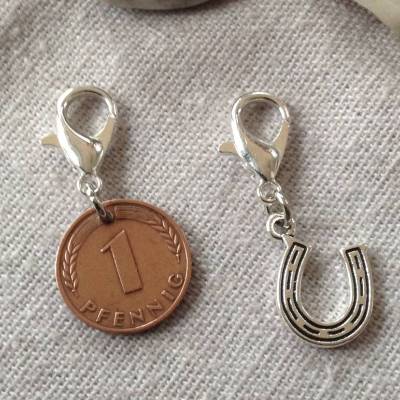 Vintage Geschenkset / Anhängerset mit Pfennig & Hufeisen