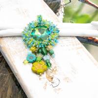 Lässiger XL Beadwork Anhänger blau – Boho Kettenanhänger Unikat Geschenkidee