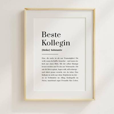 Beste Kollegin Poster personalisiert – Geschenk Kollegin mit Namen, Abschiedsgeschenk Büro, Geburtstag, Jobwechsel, Team