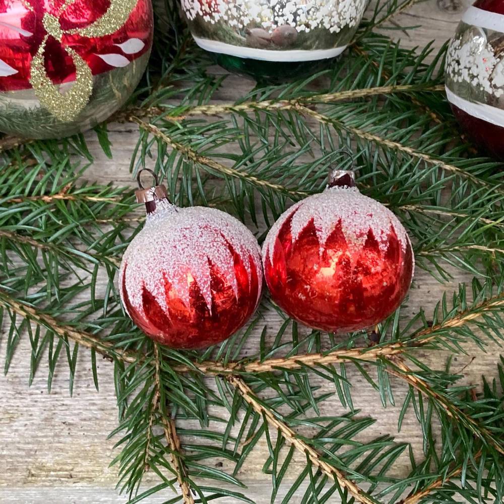 6 alte bunte Christbaumkugeln Christbaumschmuck Lauscha 50er 60er Jahre