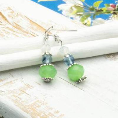 Handgemachte grüne Glas Ohrhänger – Boho Hippie Ohrringe, Unikatschmuck & Geschenkidee