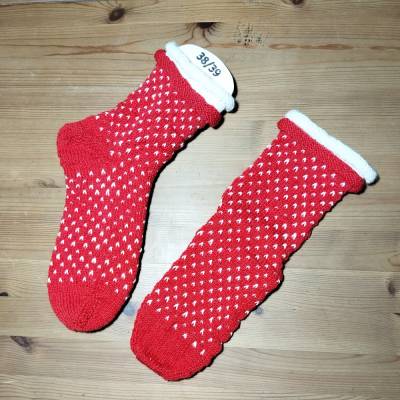 handgestrickte Socken mit Rollrand Gr. 40/41