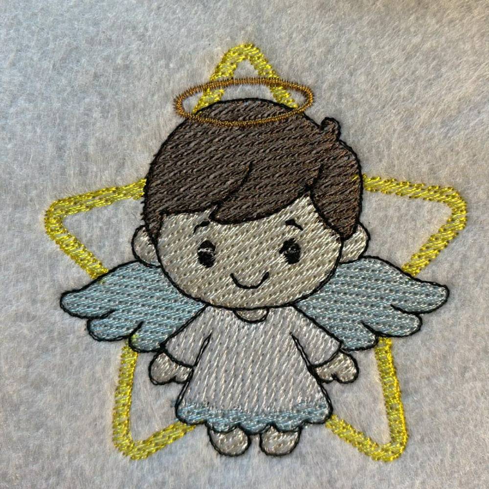 Stickdatei Engelboy ab 10x10 – Zarter Weihnachtsengel im Shabby Stil für Deko & Geschenke Bild 4