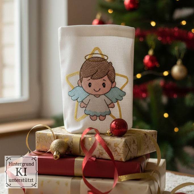 Stickdatei Engelboy ab 10x10 – Zarter Weihnachtsengel im Shabby Stil für Deko & Geschenke Bild 6