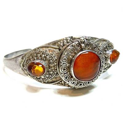 925 Silber Gift Armreif England um 1910 – Antiker Bernstein Geheimfach Schmuck