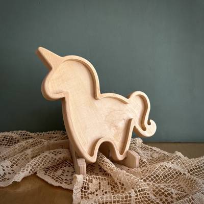 Einhorn Snackteller aus Ahornholz