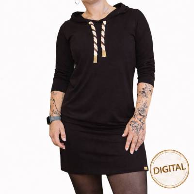 Schnittmuster Oversized Kleid – Groessen 32 bis 46 – Hoodie Kleid oder Rundhals oder One Shoulder