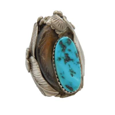 Sterling Silber Ring Navajo Kingsman Türkis Adlerkralle RG67 handgefertigt