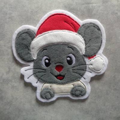 Maus Aufnäher Applikation Weihnachten Patch Kinder
