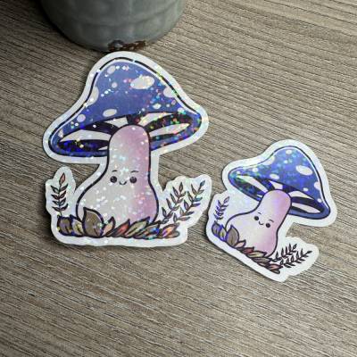 Glitter Sticker Shroom blau