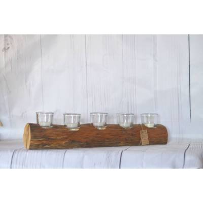 Uriger Eichenast mit Gläsern Tischdeko Unikat