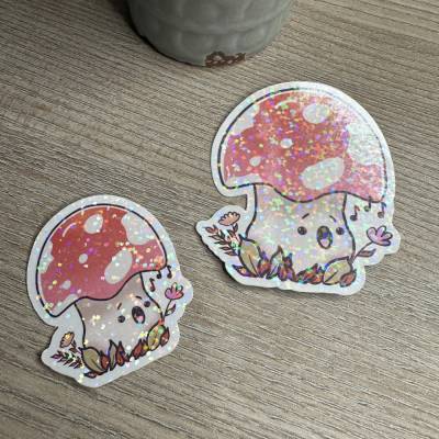 Glitter Sticker Shroom pink