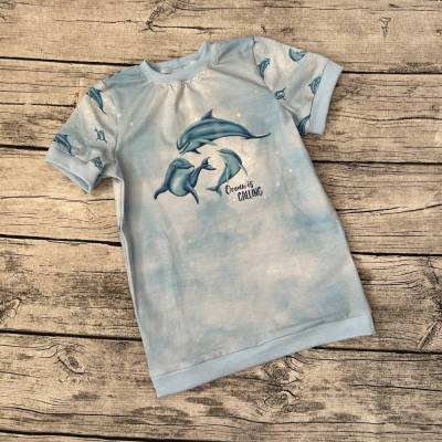 schönes T-shirt gr.122/128 Delphine Hellblau Delfin Ocean