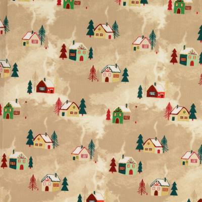Weihnachtsstoff  Popeline Landschaft Goldpaste (1m/10,-€)