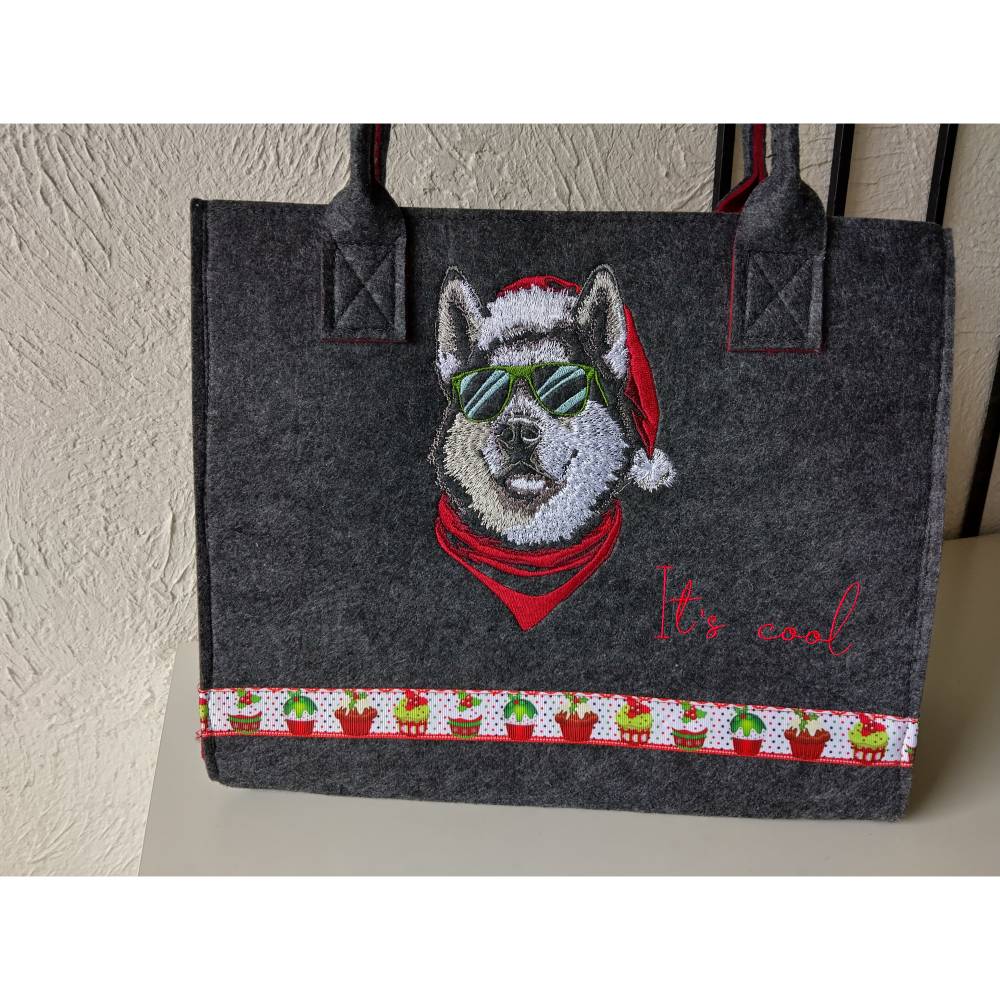 Husky Santa Stickdatei mit Lichteffekt – 24-26*15-16cm, JEF 20*17cm Winterliches Stickmuster für schwarze Stoffe Bild 10