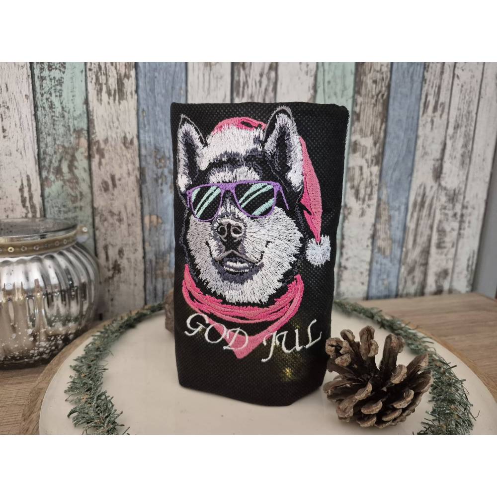 Husky Santa Stickdatei mit Lichteffekt – 24-26*15-16cm, JEF 20*17cm Winterliches Stickmuster für schwarze Stoffe Bild 7
