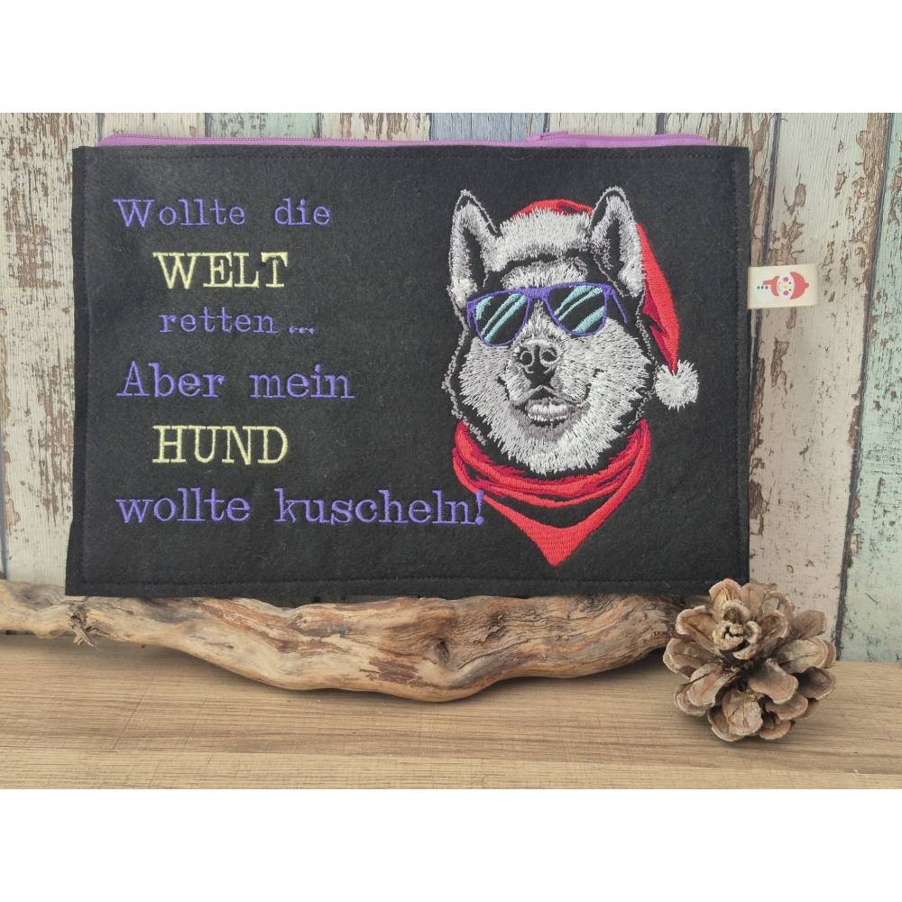 Husky Santa Stickdatei mit Lichteffekt – 24-26*15-16cm, JEF 20*17cm Winterliches Stickmuster für schwarze Stoffe Bild 8