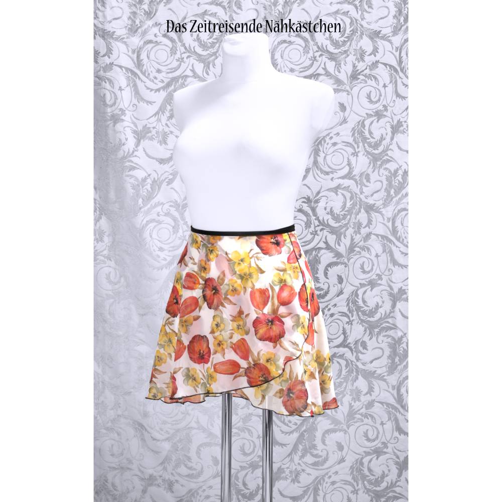 Wickelrock Chiffon Ballettrock mit tollem floralem Muster, Tanz, Training, Bühne Bild 1