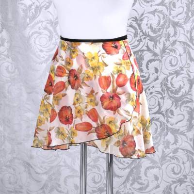 Wickelrock Chiffon Ballettrock mit tollem floralem Muster, Tanz, Training, Bühne
