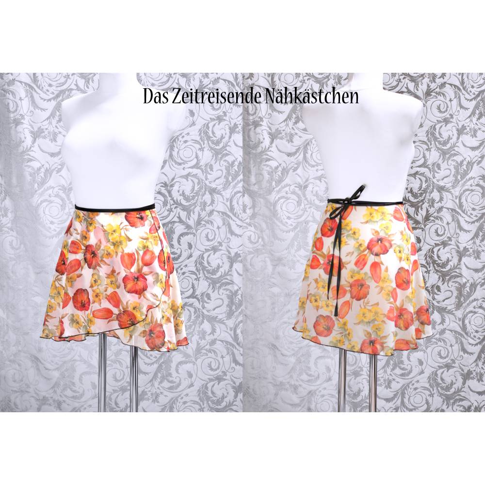 Wickelrock Chiffon Ballettrock mit tollem floralem Muster, Tanz, Training, Bühne Bild 3