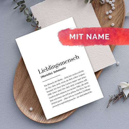 Lieblingsmensch Karte personalisiert – Definition Postkarte mit Name – Geschenk für Partner & Freundschaft