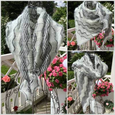 Stricktuch / Dreieckstuch  *SEA HAZE* mit schönen Farbwechseln