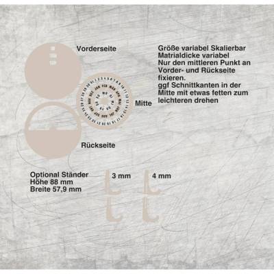 *3&4 mm Unendlicher Kalender & Aufsteller* Laserdatei