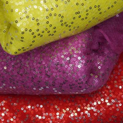 3-Farben-Mixpaket – Paillettenstoff in Gelb, Flieder & Rot (je 1 m x 1,40 m)