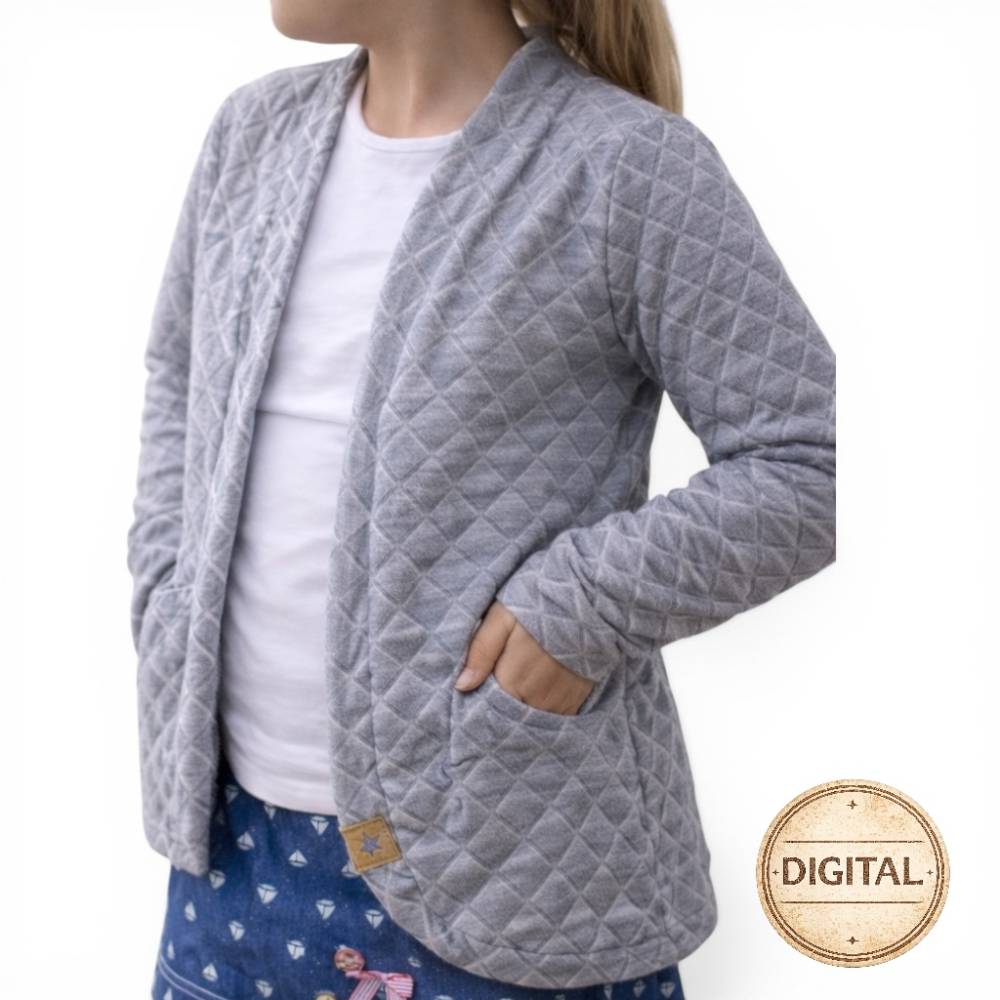 Schnittmuster Kinder Cardigan – Groessen 74 bis 146 – Mit Kapuze oder Buendchen – Raffung Aermel – Einfaches Naehprojekt Bild 1