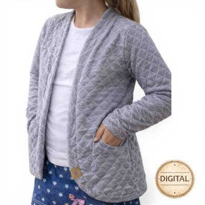 Schnittmuster Kinder Cardigan – Groessen 74 bis 146 – Mit Kapuze oder Buendchen – Raffung Aermel – Einfaches Naehprojekt