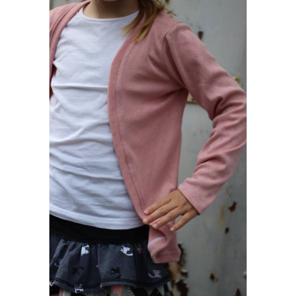 Schnittmuster Kinder Cardigan – Groessen 74 bis 146 – Mit Kapuze oder Buendchen – Raffung Aermel – Einfaches Naehprojekt Bild 8