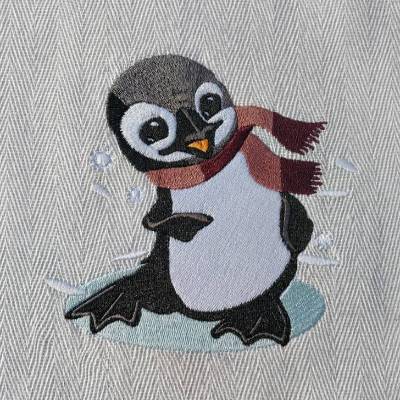 Pinguin winterlich Stickdatei 10x10cm – Winterliches Stickmuster für Stickmaschinen