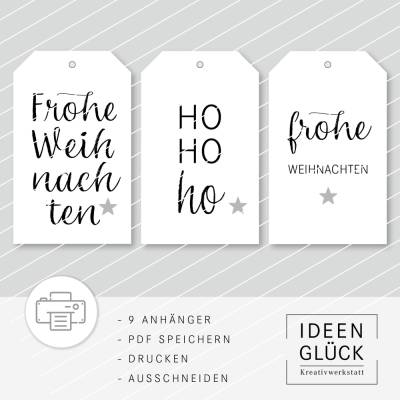 9 Anhänger zu Weihnachten | Geschenkanhänger | Nikolaus | Druckvorlage A4 | Ausdruck | Download | PDF Vorlage
