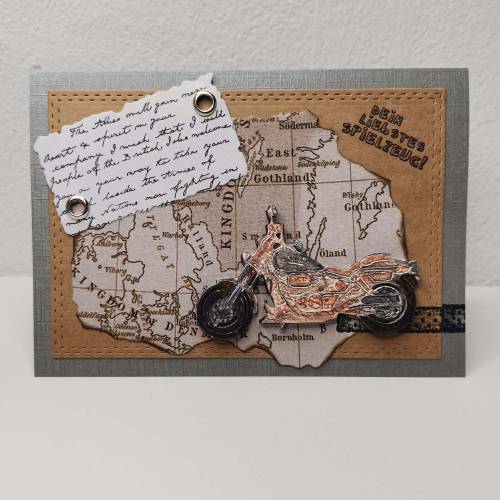 Personalisierte Geburtstagskarte Motorradfahrer – Vintage, handgefertigt, Glückwünsche zum Geburtstag, Wunschfarbe