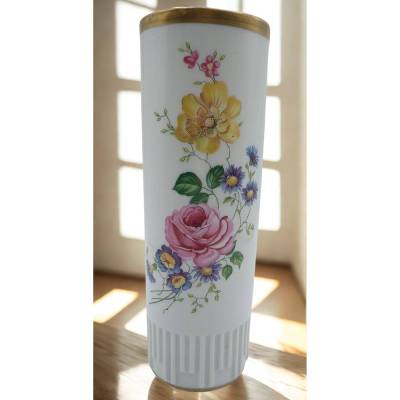 Porzellan Blumenvase Sandizell Dresden – Handgemalte Vintage-Vase mit Goldrand