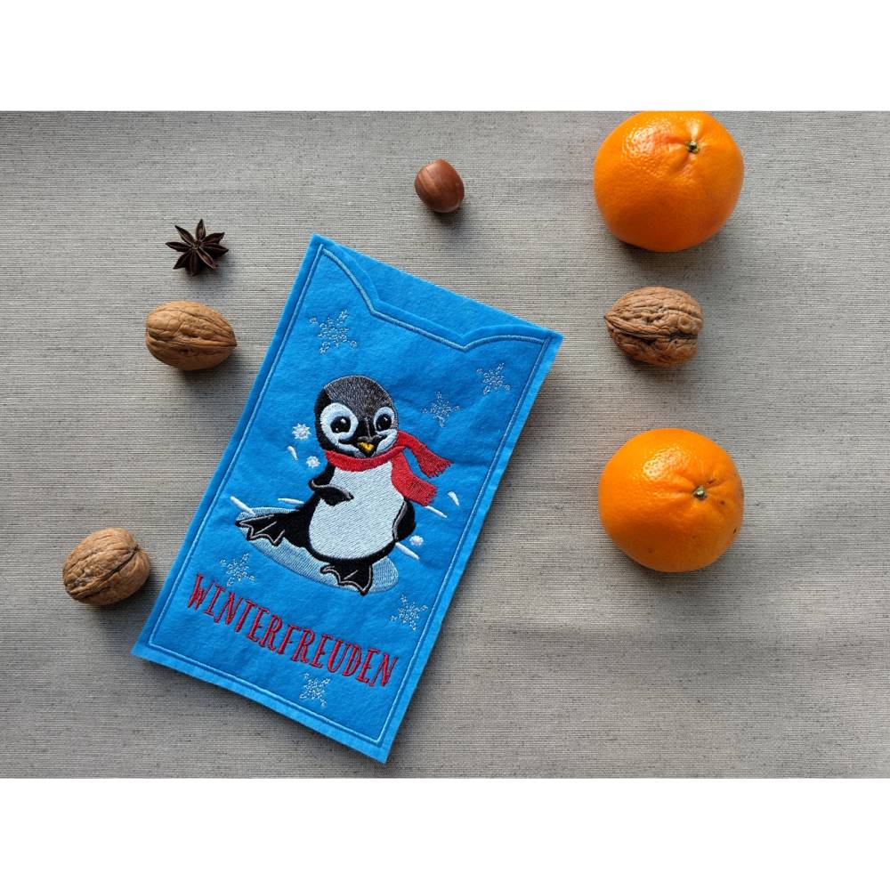 Pinguin winterlich Stickdatei 14x4cm bzw. 15x15cm– Winterliches Stickmuster für Stickmaschinen Bild 10