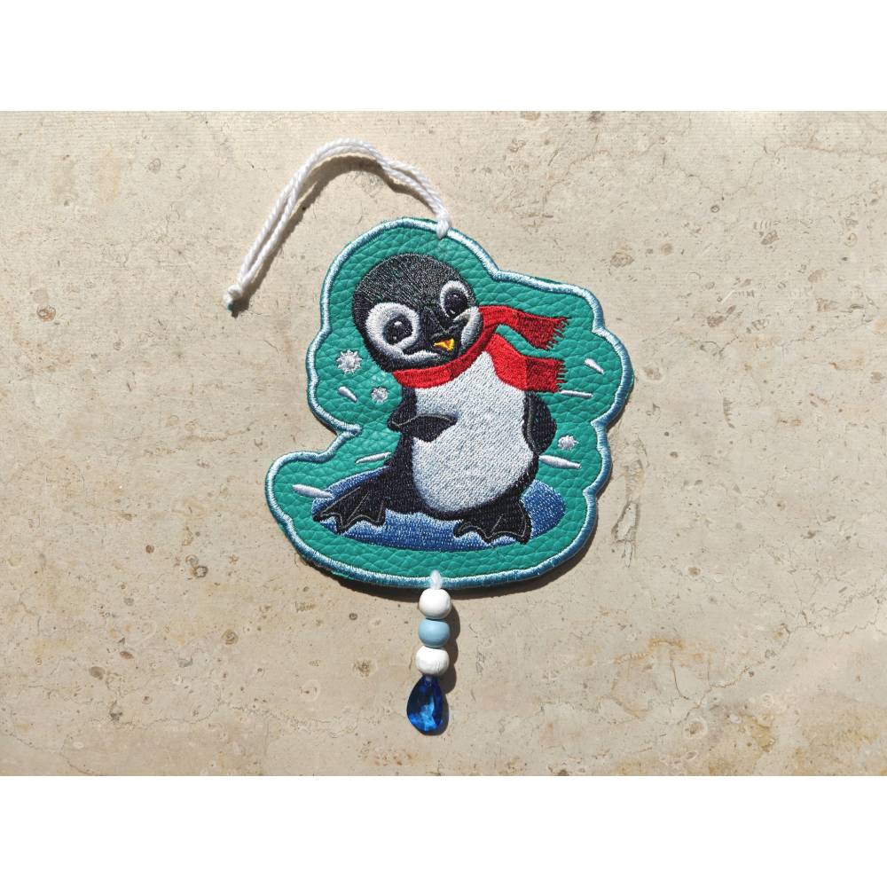 Pinguin winterlich Stickdatei 14x4cm bzw. 15x15cm– Winterliches Stickmuster für Stickmaschinen Bild 6