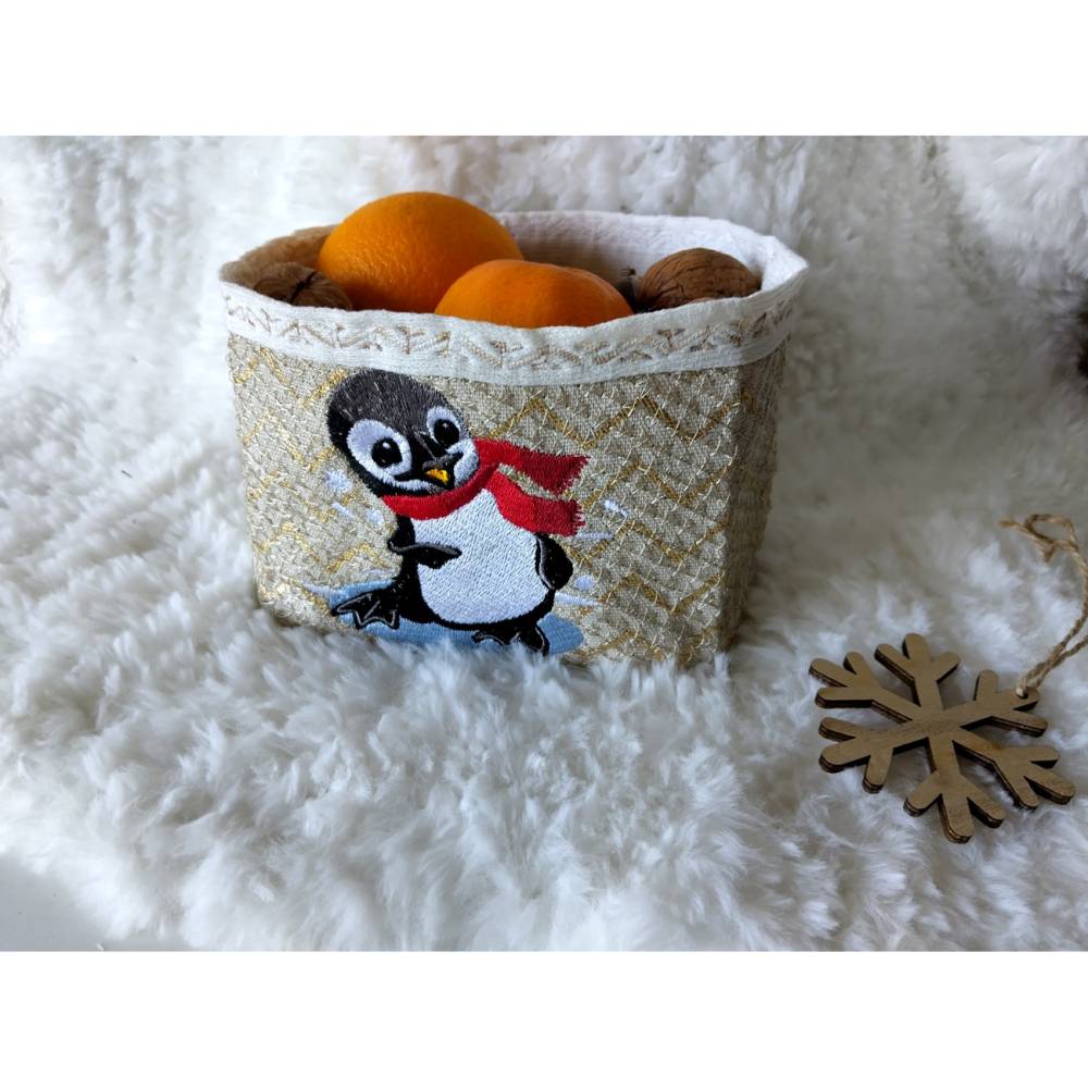 Pinguin winterlich Stickdatei 14x4cm bzw. 15x15cm– Winterliches Stickmuster für Stickmaschinen Bild 8