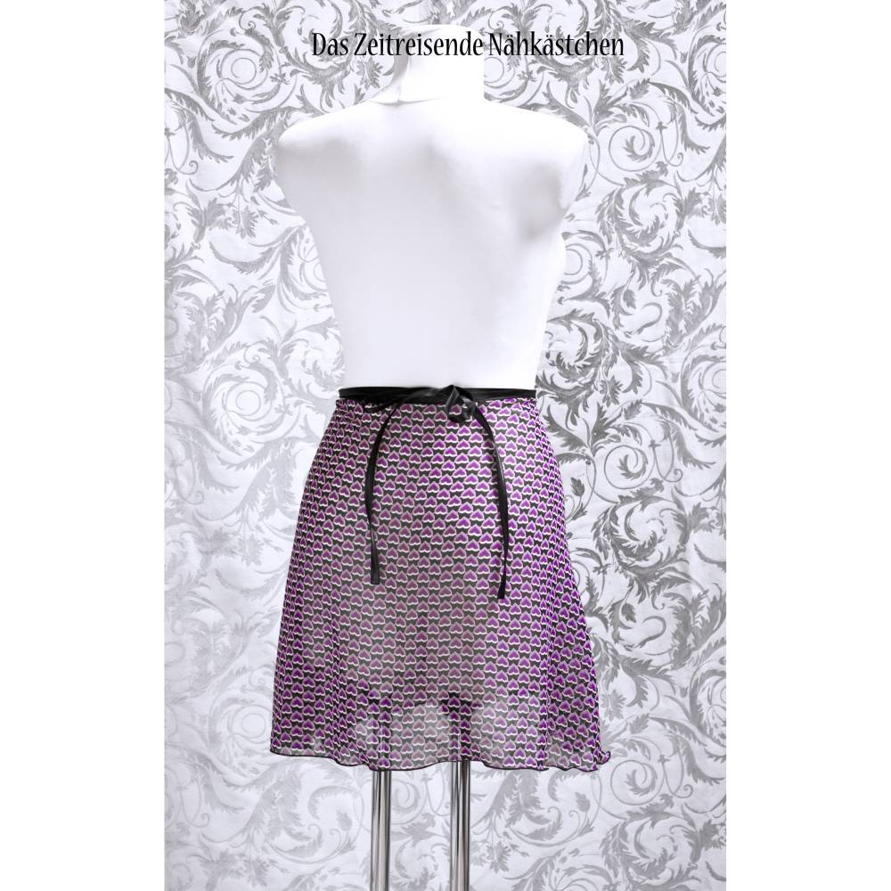 Wickelrock Chiffon Ballettrock mit lila Herz-Muster, Tanz, Training, Bühne Bild 2