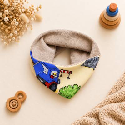 Kuschelig warmer Jungen Winter Loop Schlauchschal Baustelle Bagger Radlader Kinder 1 - 6 Jahre Gelb Beige, Grün, Blau Ro
