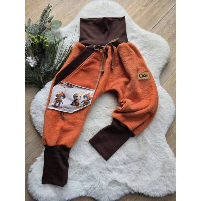 Warme Polarfleece Pumphose Roboter – Handmade Winterhose Kinder 98-104, mitwachsend & kuschelig
