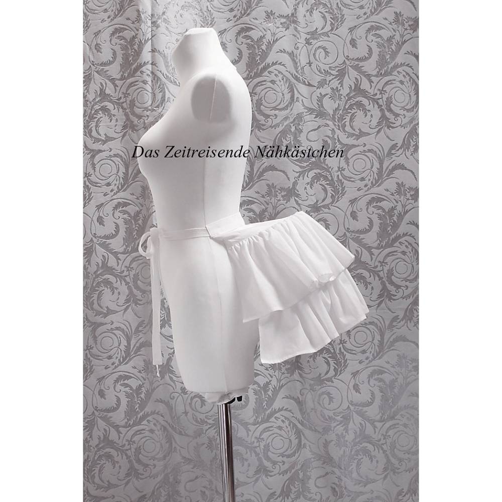 Victorianische Hummerschwanz-Tournüre kurz – Gründerzeit 1870er, 2 herausnehmbare Wigona Stahlstäbe, Onesize, weiß Bild 1