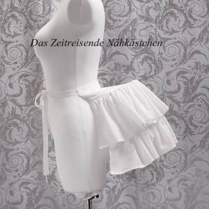 Victorianische Hummerschwanz-Tournüre kurz – Gründerzeit 1870er, 2 herausnehmbare Wigona Stahlstäbe, Onesize, weiß