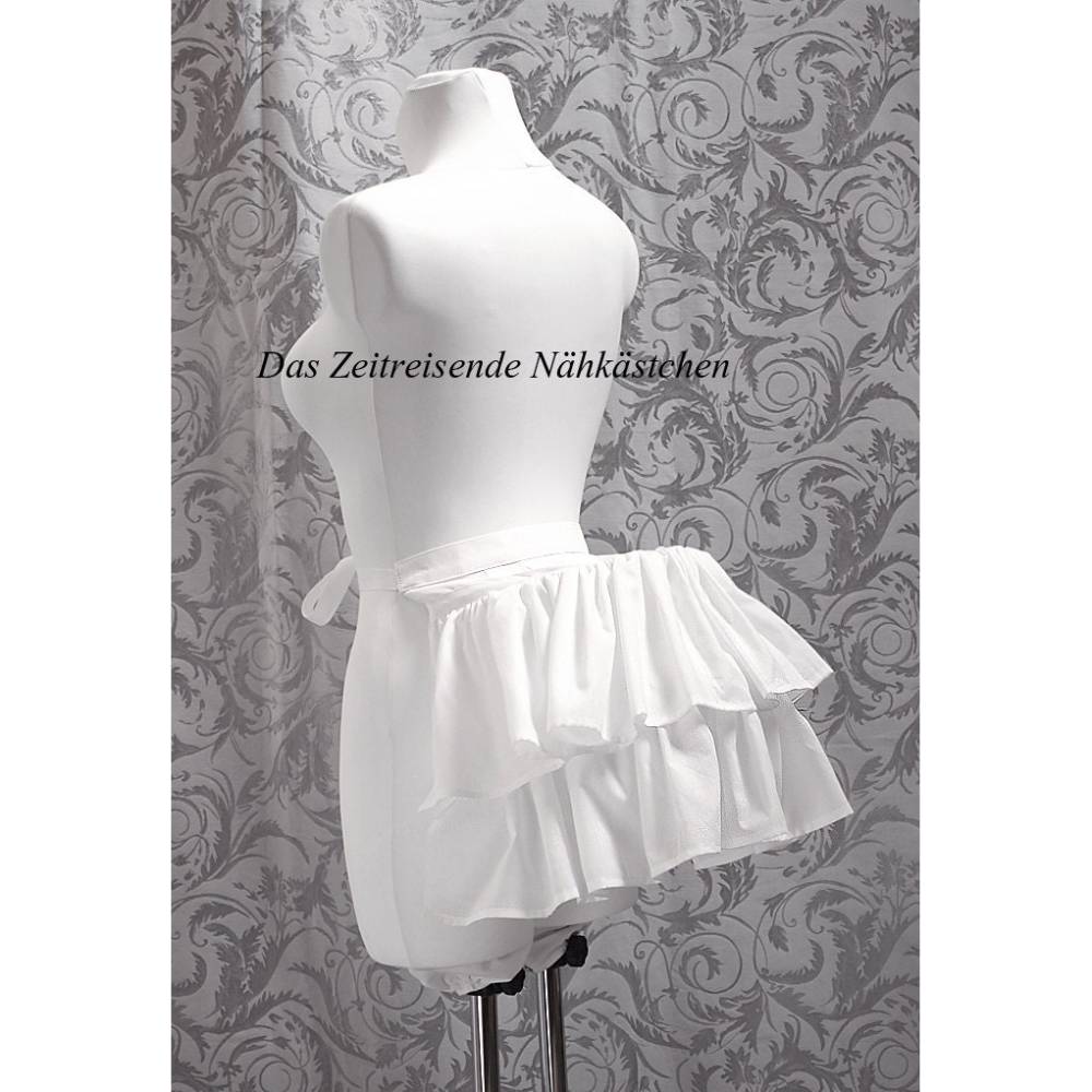 Victorianische Hummerschwanz-Tournüre kurz – Gründerzeit 1870er, 2 herausnehmbare Wigona Stahlstäbe, Onesize, weiß Bild 2