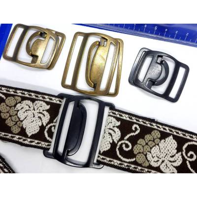 2-teiliger Stretchgurt Verschluss Metall rechteckig 32mm 50mm 60mm Vintage massiv – Restposten aus deutscher Produktion