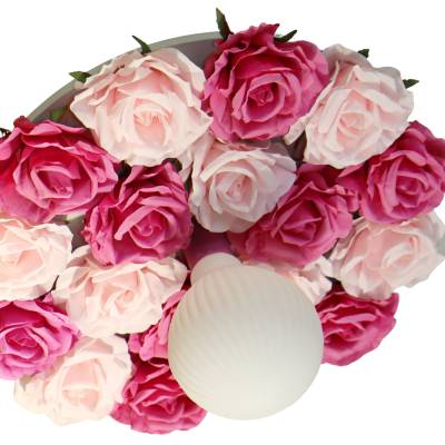 Romantische Rosenblüten Lampe als Decken- oder Wandlampe, handgefertigte Blumenlampe für Schlafzimmer oder Mädchenzimmer
