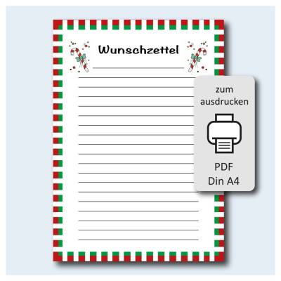 Wunschzettel Weihnachten – PDF Vorlage zum Ausdrucken