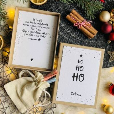 Personalisierte Weihnachtsbox "HO HO HO" mit Namen – Geschenkbox als Geschenkverpackung für Weihnachten & Nikolaus