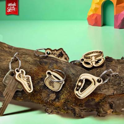 5er Set Holz Schlüsselanhänger Klettern, Klettersport Motive für Boulderer und Kletterer, Geschenk für Kletterfans